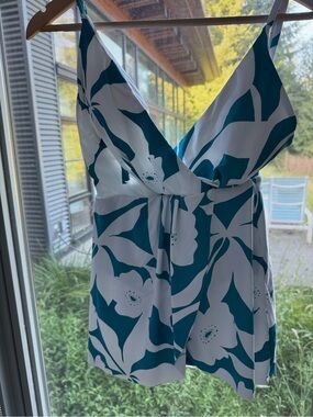 Anne Cole Teal & White One-Piece Swim-dress size 8